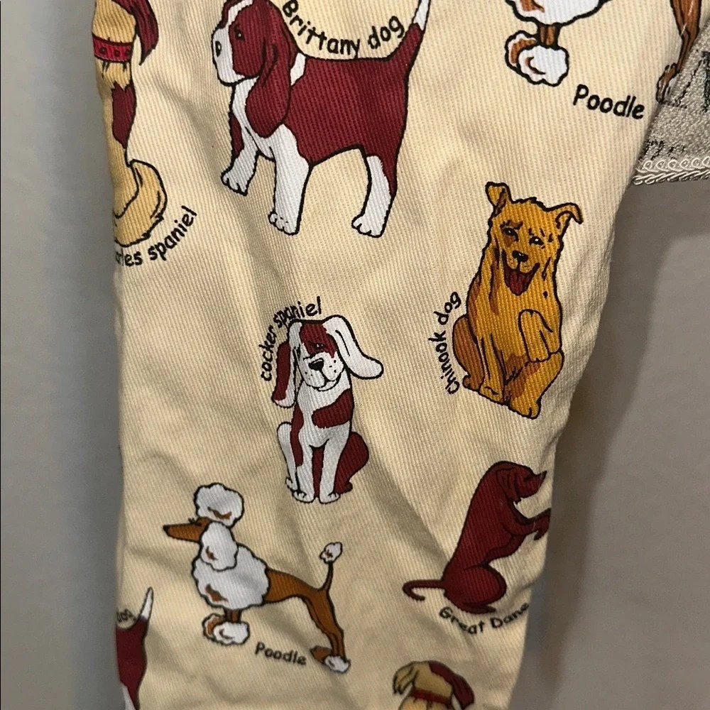 Chef Central Canines Full Apron Cotton Dog Breed Print Cream Burgundy New